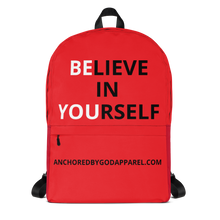 Load image into Gallery viewer, Red Believe in Yourself Backpack