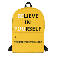 Load image into Gallery viewer, Yellow Believe in Yourself Backpack