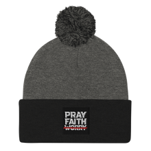 Load image into Gallery viewer, &quot;Pray Faith Don&#39;t Worry&quot; Pom-Pom Beanie