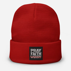 "Pray Faith Don't Worry" Embroidered Beanie