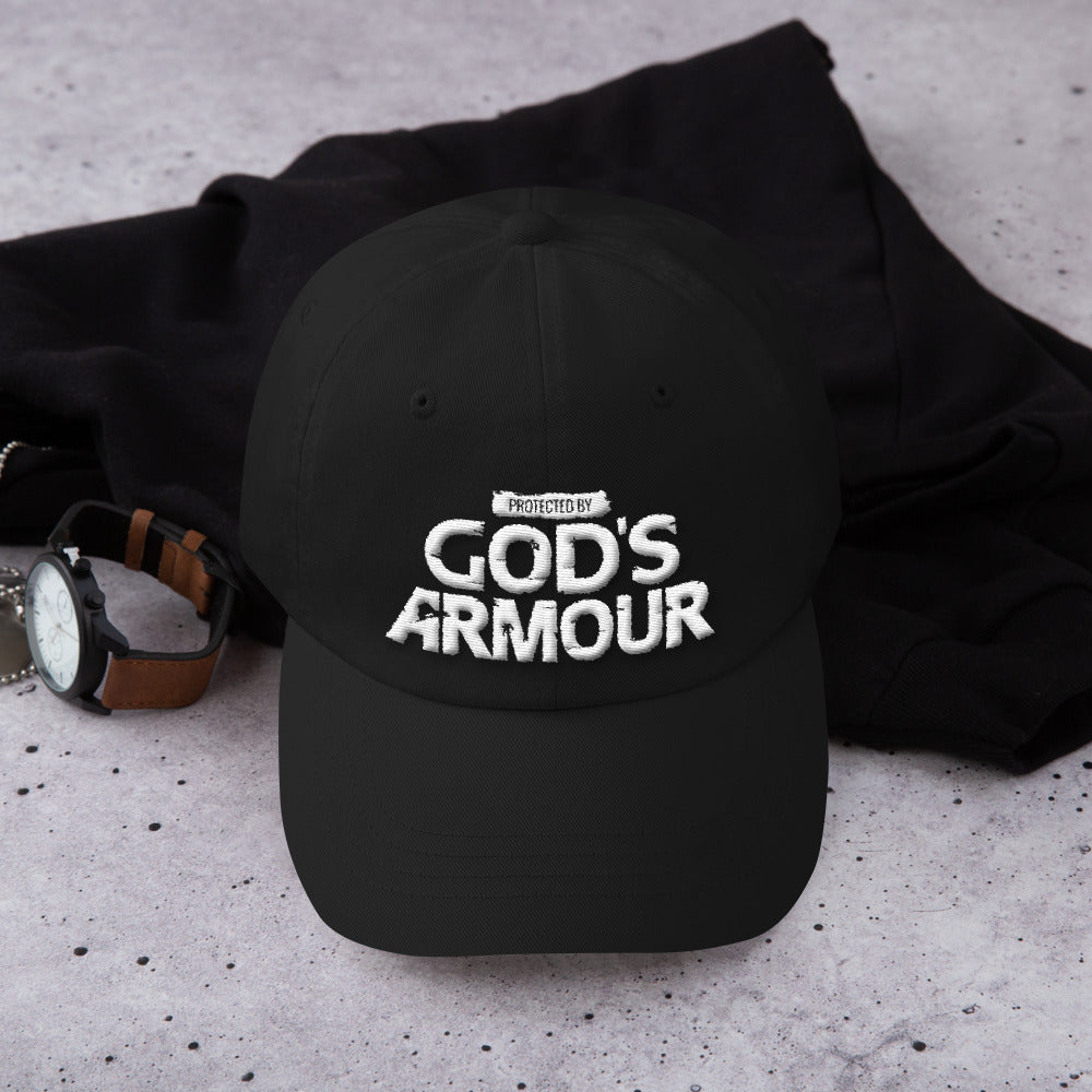 Protected By God's Armour - Dad Hat (Black & White)