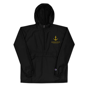 "Anchored By God" Embroidered Champion Packable Jacket